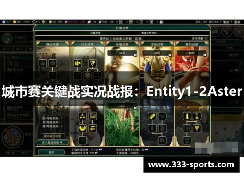城市赛关键战实况战报：Entity1-2Aster